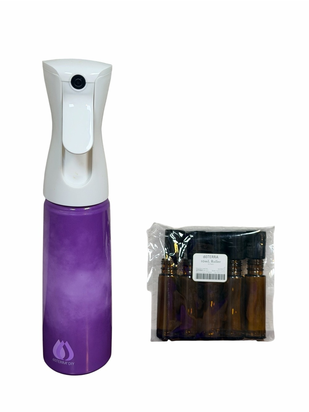 Doterra Purple Fine Mist Spray Bottle with 5 Piece Amber Roller 10ml Set- New